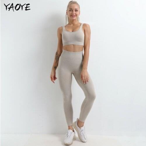YAOYE 2Pcs Seamless Women Yoga Set Workout Sportswear Gym Clothing Fitness Clothes Sports Bra High Waist Leggings Sports Suit