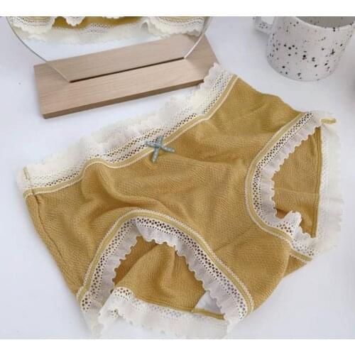 Womens Underwear Cotton Underwear Sexy Womens Solid Color Underwear Sexy Non Marking Breathable Lace Pure Cotton Ropa Mujer