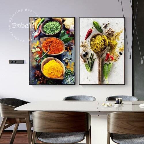 Embelish 1 Pieces Wall Art Pictures For Kitchen Restaurant Home Decor Peppers Grains Spoons Canvas Painting Scandinavian Posters