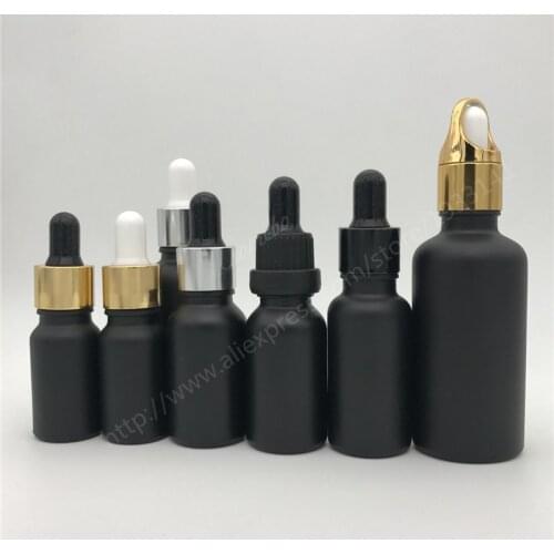 10ml 15ml 20ml 30ML Black Glass Bottle With Dropper Matt Black Glass Dropper Bottle
