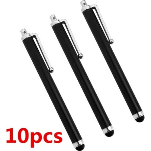 10pcs black Color Capacitive Stylus Pen Fine Stylus For All Capacitive For All Mobile Phone Tablet Pen Stylet Pen Clip