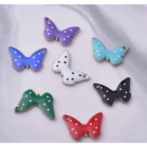 10pcs/lot 1*10*14MM Double Sided Enamelled Butterfly Charms Butterflies Bracelet And Necklace Pendant Findings