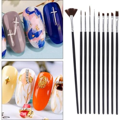 10 pcs/lot Smile Moon Shaped Acrylic French Nail Art Brush Set UV Gel Polish Gradient Color Tips 3D DIY Painting Drawing Liner