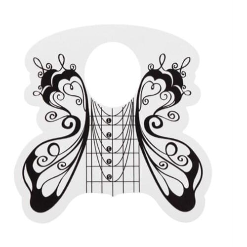 100Pcs Nail Extension Tips Nail Art Phototherapy Extension Paper Holder Crystal Nail Paper Holder Butterfly Paper Holder
