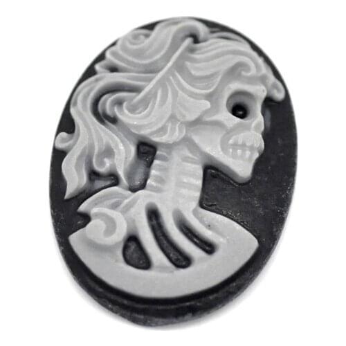 20Pcs Skull Head Resin Beads Decoration Crafts Flatback Cabochon Scrapbooking Fit Phone Embellishments Diy Accessories