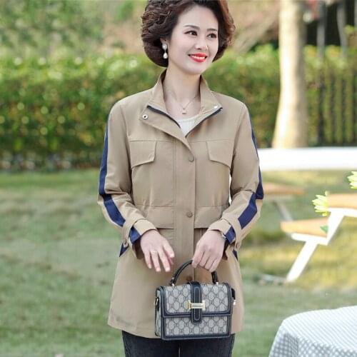 2021 Spring Autumn Long Trench Coat Plus size Women Trench Coats Female Outwear Casual Fashion Windbreaker Overcoat Khaki 5XL