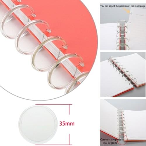 35mm 12pcs Mushroom Buckle Notebook Binder Binding Discs New Transparent Binding Discs Binder Notebook DIY 360 Degree Foldable