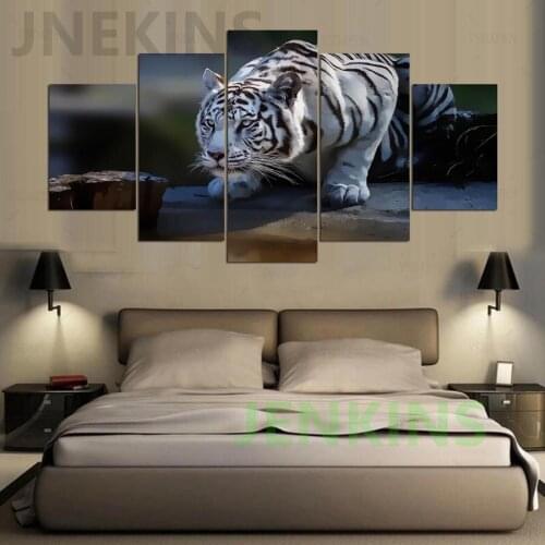 5 Pieces black White Tiger Printed Canvas Painting Living Room Wall Animal Art Pictures No Frame wall art picture Jenkins