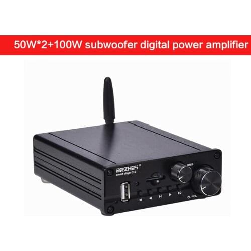 50W*2+100W Subwoofer High-power Digital Small Power Amplifier HIFI Fever Level 3116 Bluetooth 5.0U Disk TF Play Amplifier