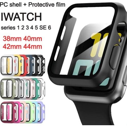 PC Watch Case for Apple Watch Series 6 5 4 3 Screen Protector+cover for Iwatch 40mm 42mm 44mm 38mm Tempered Glass Protector Film
