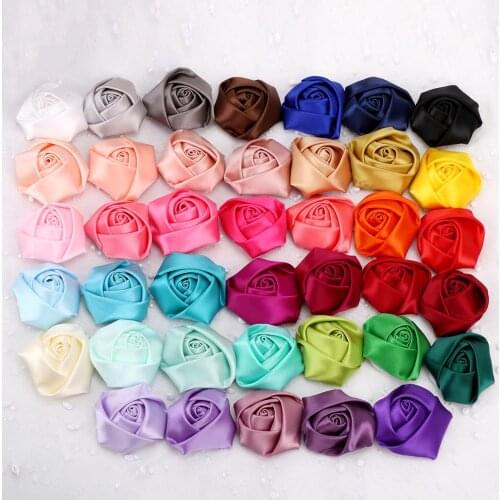 10Pieces/Lot Size 5CM Ribbon Rose Buds Silk Satin Flowers Handmade DIY Wedding Bouquet Flower Girl Hair Cloth Accessories