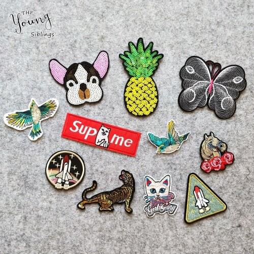 DIY tiger bird Patch Kids Iron On Cartoon Patches For Clothes Stickers badge Embroidered Cute Patches Applique accessory