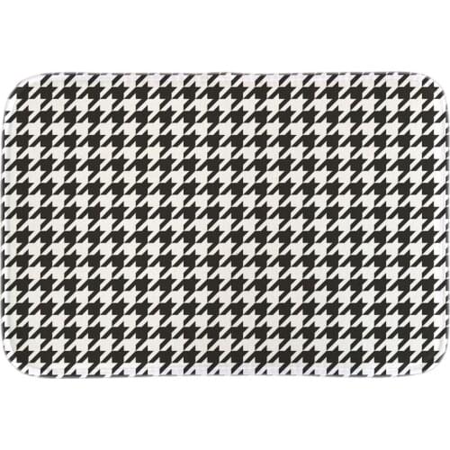 Home Doormat With Black White Houndstooth Cinza Pattern Soft Lightness Indoor Outdoor Door Mats Short Plush Fabric Bathroom Mats