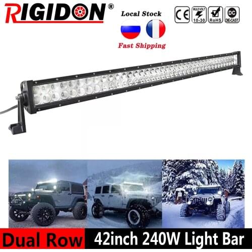 RIGIDON 42inch 240W 3D Double Row Flood Spot Combo Beam Led Light Bar for Jeep Offroad Boat Truck 4WD SUV ATV Fog light