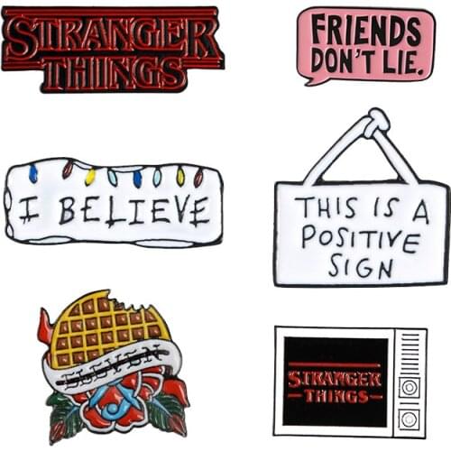 STRANGER THINGS Enamel Pins TV Series Eleven Brooch Friends Don't Lie Denim Shirt Pin Badge for Bag Lapel Gothic Jewelry Gift