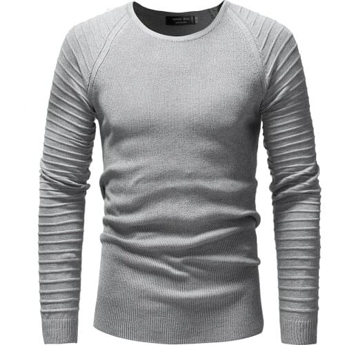New Mens Sweater O-Neck Pullovers Long Sleeve Solid Color Sweater Men
