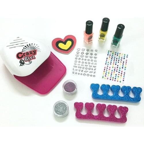 A set of Childrens Simulation nail toy sets girl cosmetics kawaii make-up toys nail polish dryer for baby girls funny gift