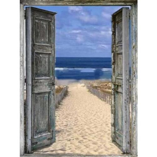 JMINE Div 5D Door Sea sandy beach landscape Full Diamond Painting cross stitch kits art Scenic 3D paint by diamonds