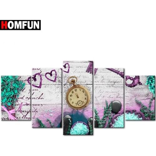 HOMFUN 5pcs Full Square/Round Drill 5D DIY Diamond Painting "Home sweet home" Multi-picture Combination Embroidery 5D Decor