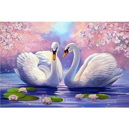 Diy Rhinestone Embroidery Cross Stitch Kit Mosaic Natural Swan Flower FC429