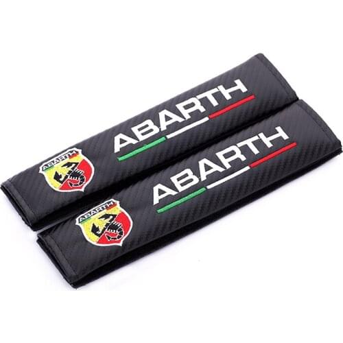 Embroidery for ABARTH emblem Car carbon fiber seat belt cover shoulder pad for fiat Alfa Romeo ferrari lamborghini accessories