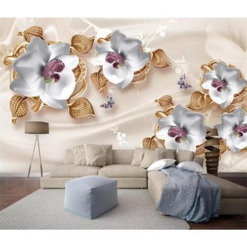 Environmental Custom Wall Mural Wallpaper 3d European Style luxury 3d jewelry flowers TV backgroud Wall Painting Wallpaper 3D