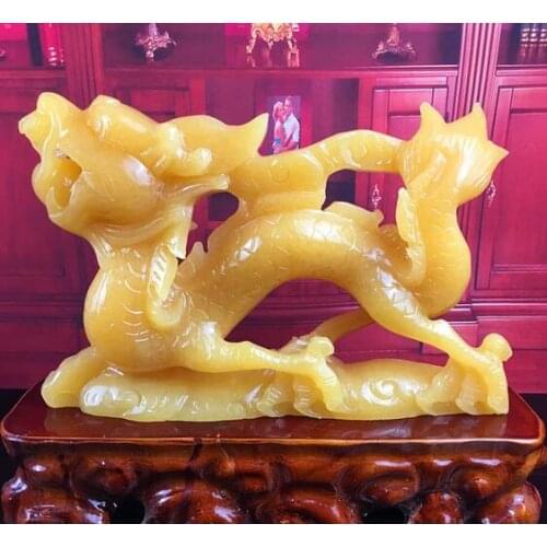 Natural beige Jade Dragon ornaments Feng Shui entrance town house