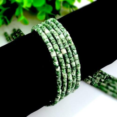 Natural stone green sapphire cylindrical loose beads 4x4m semi-precious stones small beads Beads made necklace DIY bracelet 38cm