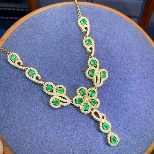 New Coming 100% Natural Real Emerald Pendant Fahsion Necklace 925 Sterling Silver For Men or Women