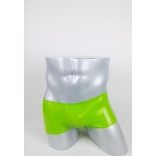 New Fashion Sexy Rubber Boxer Panties Briefs Tender Green Latex Shorts Lingerie For Men Plus Size Hot Sale