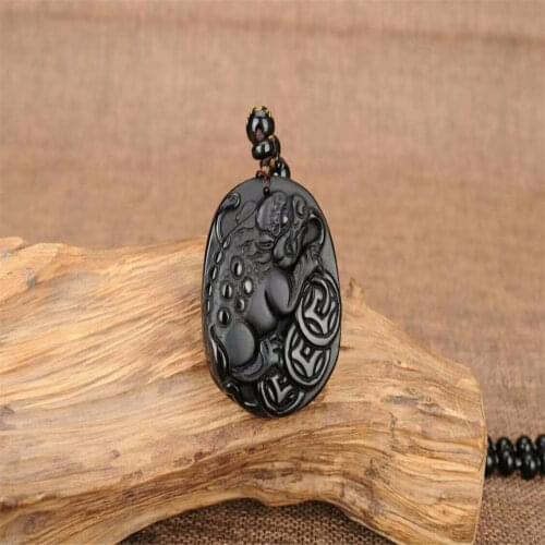 Mascotas características chinas colgante obsidiana para la riqueza