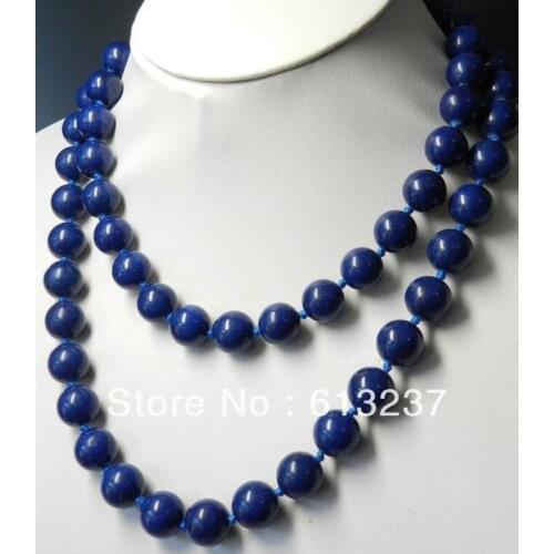 Hot free Shipping new 2015 Fashion Style diy 8mm blue lapis lazuli necklace 36" MY4505
