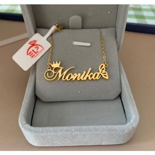 Custom Name Crown Necklace Nameplate Necklace For Women Fashion Stainless Steel Double layer Choke Necklace Christmas gift