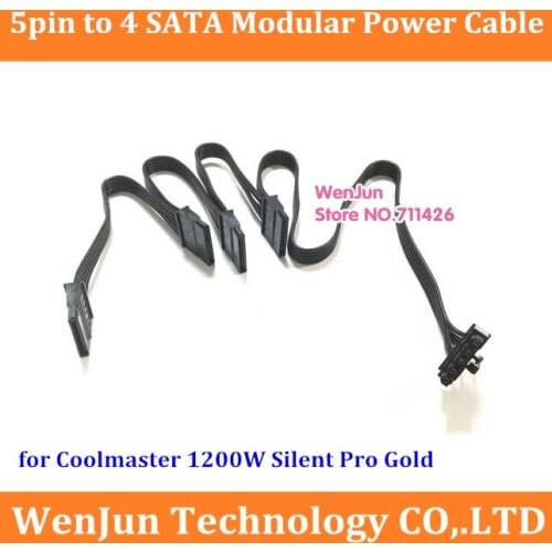 PCI-E 5Pin Male 1 to 4 SATA 15Pin Power Supply Cable 15P Power Port Multiplier for Coolmaster 1200W Pro
