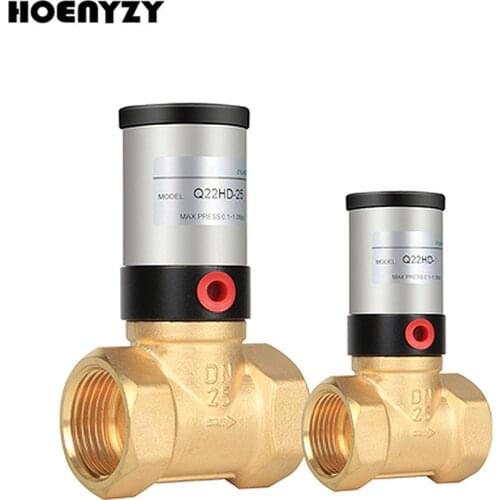 G 1/2" 3/4" 1" DN50 2/2 Way Brass Pneumatic Cut-Off Control Air Valve N/C N/O for Water Oil Gas Q22HD-15/20/25/32/40/50
