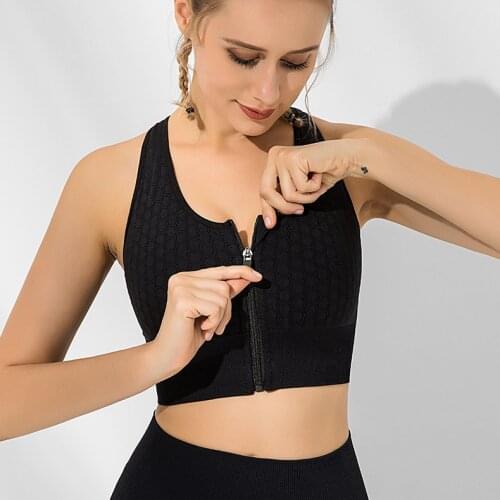 Shockproof Sports Underwear for Women 2021 Sleeveless Fitness Clothing Casual Breathable Running Tops Front Zipper Yoga Bra U329