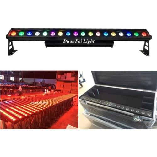 With Flightcase 4lot dj equipment pixel dot effect 18x15W RGBWA 5in1 ip65 led dmx bar light waterproof Led wall washer
