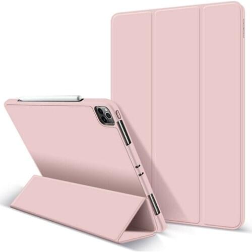 With Pencil Holder Silicone Case For IPad Pro 12 9 11 Air2 10 2 Mini 5 Case Multi-Fold Protective Cover Tablet Anti-Fall Stand