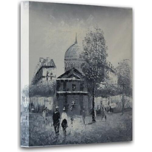 Modern home decor hand-painted oil paintings restoring ancient ways of city street landscape pictures DM15062719