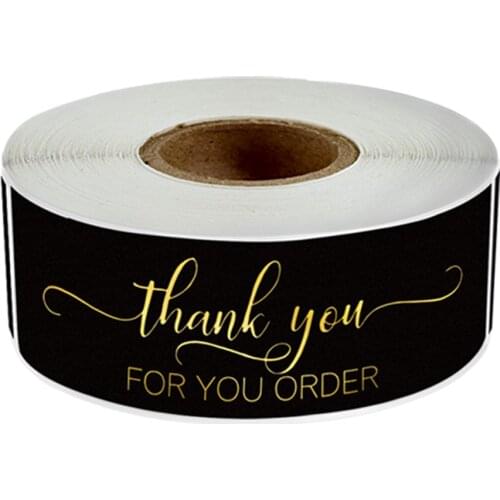 "Thank You For Your Order"Sticker For Pack Sealing Labels Sticker Black Pink Turquoise Transparent Gold Stationery Stickers Roll