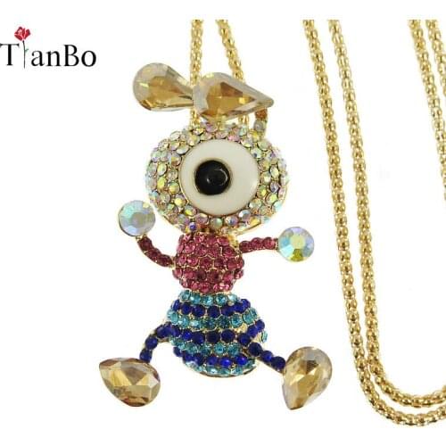 TianBo Trendy Colorful Cubic Zirconia 3D Ant Pendant In Choker Necklace For Lady Women Jewelry Costume Decoration Gift