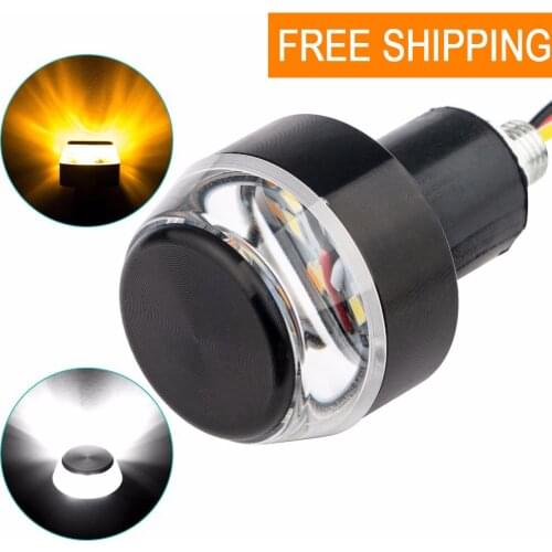 12V LED Motorcycle Lamp Handlebar End Turn Signal Light Yellow Universal 22mm Indicator Flasher Handle Bar Blinker Side Marker