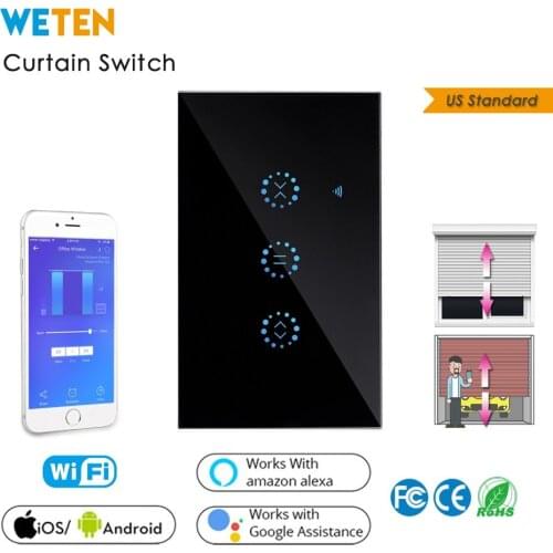 US Smart Wifi Touch Curtain Switch APP Control Support Alexa Google Home for Electric motorized Curtain Blind Roller Shutter