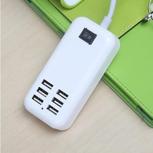 20W Fast Charging USB Power Adapter 6 Port Output With Power Switch Socket Wall Charger For iPhone iPad Huawei Meizu Oppo Xiaomi