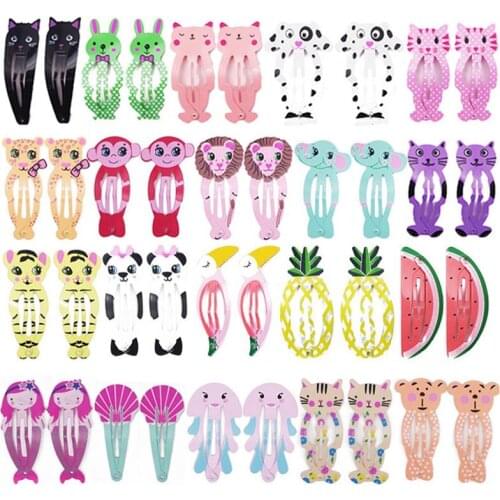 40Pcs Girls Cute Cartoon Animal Fruit Color Hairpins Children Sweet Hair Clip Barrettes Headband Kids Fashion Hair Accessories