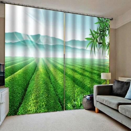 Green landcape curtains scenery 3D Blackout Curtains For Living room Bedding room Drapes Cotinas