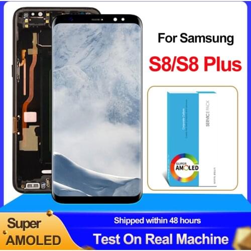 100% Original Super AMOLED S8 LCD With Frame For Samsung Galaxy S8 G950 G950F Display S8 Plus G955 G955F Touch Screen Digitizer