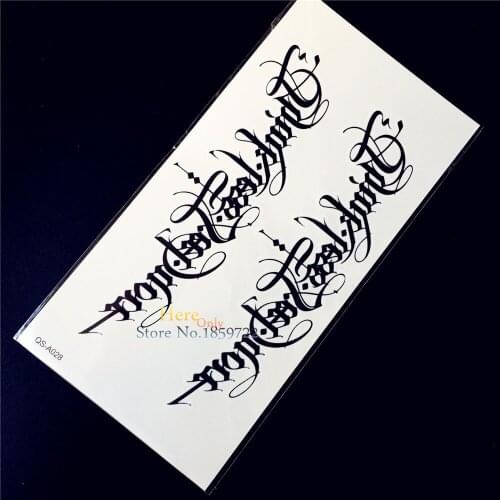 1PC Cool Black Lettering Temporary Tattoo Stickers HQS-A028 Word Art Women Body Arm Sleeve Water Transfer Removable Tattoo Paste
