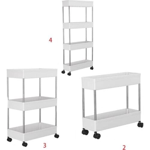 2/3/4 Tier Rolling Utility Cart Storage Shelves with Roller Wheels Organizer Shelf for Kitchen Bathroom Office