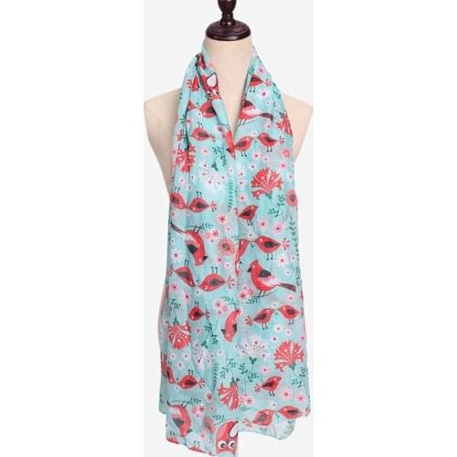 2020 New Flower And Bird Print Scarf And Shawls Women Long Soft Owl Print Scarves Wrap Hijab 2 Design Free Shipping